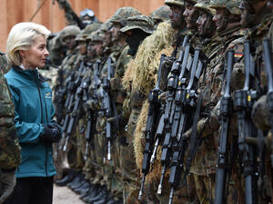 German defense minister Ursula von der Leyen inspects troops  (AFP/ File)