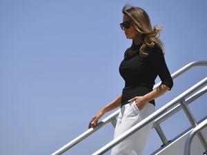 US First Lady Melania Trump steps off a plane. (AFP/File)