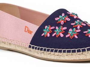 حذاء ديور القماشي بالألوان الثنائية مع بلورات.