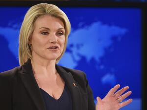 U.S. State Department spokeswoman Heather Nauert stating this month that any North Korean human rights violators will be held responsible. (AFP/ File Photo)