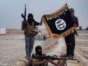 Daesh fighters waving their flag in battle (AFP/File)