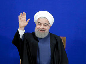 Iranian President Rohani at a press conference in Tehran. (AFP)  