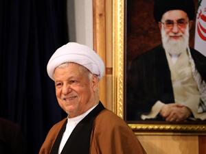 This file photo taken on December 21, 2015 shows Iranian former president and head of the Expediency Council, Akbar Hashemi Rafsanjani arriving for a press conference after registering his candidacy for the upcoming Assembly of Experts elections at the interior ministry in Tehran. (AFP/Atta Kenare)