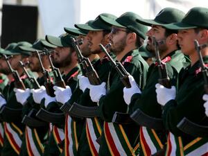 Iran's elite Revolutionary Guards are seen in a military ceremony. (AFP Photo/Atta Kenare)