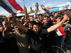 Supporters of Muqtada al-Sadr protest outside Baghdad's Green Zone. (AFP/File) 