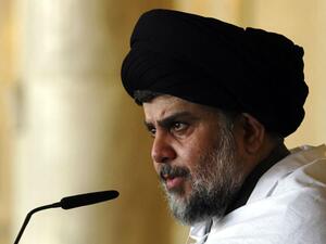 Iraqi Shia cleric Moqtada al-Sadr delivers a speech to his supporters. (AFP/ File Photo)