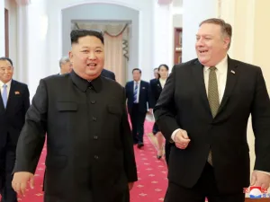 North Korea's leader Kim Jong Un and US Secretary of State Mike Pompeo met in Pyongyang. (AFP/File)
