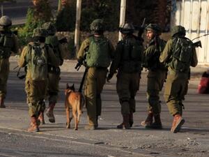 Israeli soldiers patrol a street, east of the West Bank city of Nablus, on October 3, 2015, as they search for the suspects in the slaying of an Israeli couple. (AFP/File) 