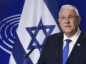Israeli President Reuven Rivlin speaks at a press conference after a session of the EU Parliament in Brussels. (AFP Photo/John Thys)