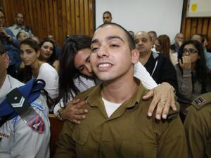 Israeli soldier Elor Azaria, who has been charged with manslaughter for shooting an incapacitated Palestinian stabbing suspect in Hebron, is seen in a military court, March 29, 2016. (AFP/File) 