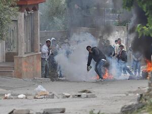 Tear gas is fired at Palestinian protesters southwest Bethlehem in 2011 (Wikimedia Commons)