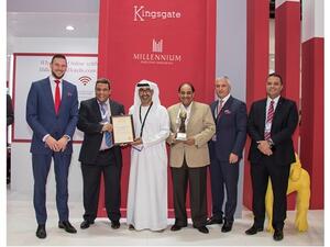 Mr Ibrahim Al Fati Receiving The World Travel Awards Trophy At The ATM.