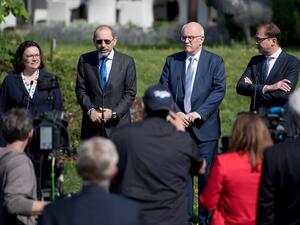 The party leader and parliamentary group leader of the social democratic SPD Andrea Nahles, Jordan's Foreign Minister Ayman Safadi (AFP/File Photo)