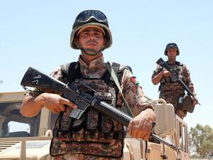 Jordanian soldiers on patrol on the Jordan-Iraq border. (AFP/File)