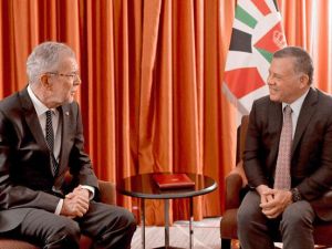 His Majesty King Abdullah meets with Austrian President Alexander Van der Bellen in New York on Monday (Photo courtesy of Royal Court)