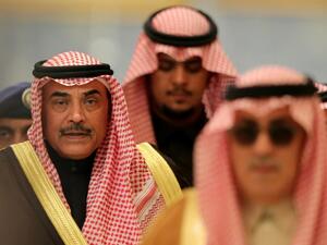 Kuwaiti Foreign Minister Sheikh Sabah al-Khalid al-Sabah (L) attends a Gulf Cooperation Council meeting in January. (AFP/File)