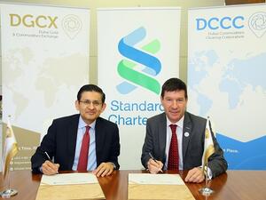 Motasim Iqbal, Head of Transaction Banking, Standard Chartered Bank, UAE , Les Male, CEO of the DGCX