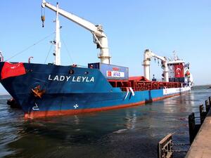 A picture taken on July 1, 2016 shows the Panama flagged ship Lady Leyla headed to Gaza. (AFP/Huseyin Kar)