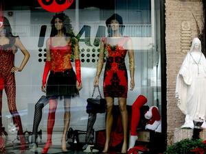 A lingerie shop in Beirut clashes with its Christian neighborhood ahead of Valentine's Day, 2014.  (AFP/Joseph Eid)