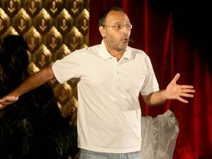 A file picture taken on July 18, 2013, shows Lebanese writer and actor Ziad Itani performing on stage in the capital Beirut. (Anwar Amro/AFP)