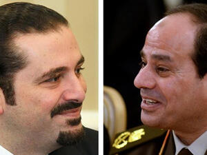 Meeting of former Lebanese prime minister Saad al-Hariri (L) with Gen. Abdel-Fattah al-Sisi (R) in Cairo. (AFP)