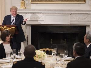 US President Donald Trump speaks during an Iftar hosted at the White House in Washington, DC, on June 6, 2018. (AFP)