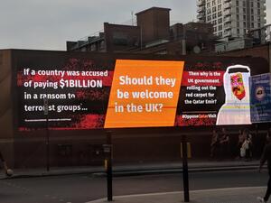 An image that was shared on Twitter by a Qatar opposition activist on Twitter from London. (Twitter)