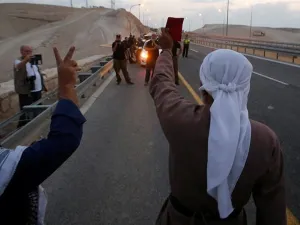 The shacks were raised in protest of the controversial demolition of the West Bank Bedouin village (Twitter)
