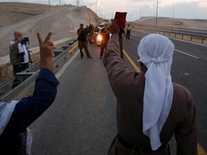 The shacks were raised in protest of the controversial demolition of the West Bank Bedouin village (Twitter)