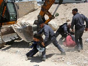 Israel says West Bank village Khan al-Ahmar was built without a permit and plans to demolish it (Twitter)