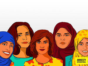 Photo created by Amnesty International shows four of the detained Saudi activists that are currently being tortured in Saudi prisons. (Credit: Amnesty International)
