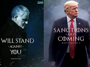 Trump posted a ‘Game of Thrones’-inspired image on Twitter to promote the sanctions on Iran (Right). The leader of Iran’s Quds Force, General Qassem Soleimani slams back at Trump (Left).