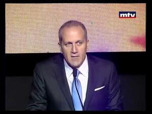A screenshot of MTV Lebanon CEO Michel Gabriel Murr during a speech. (Youtube)