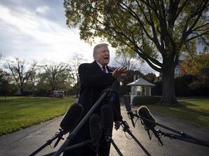US President Donald Trump speaks as he departs the White House in Washington, DC, on November 20, 2018. (Jim WATSON / AFP)