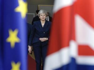 Britain's Prime Minister Theresa May arrives on March 21, 2019 in Brussels on the first day of an EU summit focused on Brexit. (Aris Oikonomou / AFP)