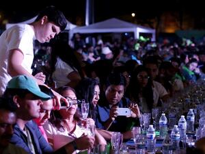 A man serves tequila as 1,486 people gather to hold a tequila tasting at the Plaza Liberacion in Guadalajara, Jalisco, Mexico, on March 24, 2019. (AFP/ File)