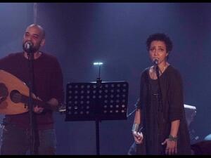 Tamer Abu Ghazaleh and Mariam Saleh front the Lekhfa gig at Beirut&Beyond, Saturday evening. (Photo by Lara Nohra, courtesy of Metro al-Madina)