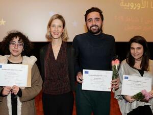Julia Koch de-Biolley Luana Chaptini, Karel Malkoun, and Patrick Elias at Metropolis Cinema Sunday evening. (Photo courtesy of EFF)
