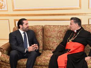 Lebanon's Maronite Patriarch Beshara al-Rai meeting Lebanon's PM Saad Hariri. (Twitter)