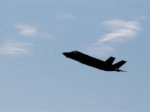 US Marine Corps (USMC) F-35B stealth combat aircraft performing air maneuvers during the 2018 Bahrain International Airshow (BIAS). (AFP)