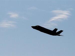 US Marine Corps (USMC) F-35B stealth combat aircraft performing air maneuvers during the 2018 Bahrain International Airshow (BIAS). (AFP)