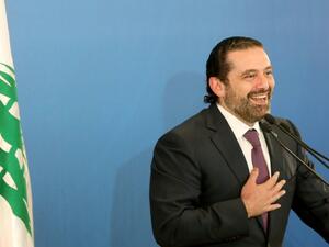 Lebanese Prime Minister Saad Hariri addresses journalists during a press conference in Beirut on May 7, 2018. (AFP/File)