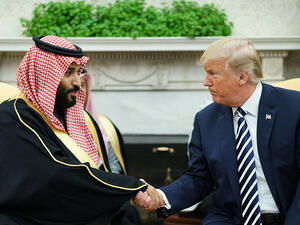 President Donald Trump shakes hands with Saudi Arabia's Crown Prince Mohammed bin Salman. (AFP/File)