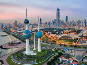 Kuwait Tower City Skyline glowing at night. (Shutterstock/ File Photo)