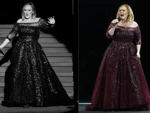 تميز الفستان بقصة أكتافه المنزلقة واتساعه أسفل الوسط لتبدو إطلالتها كالأميرة

