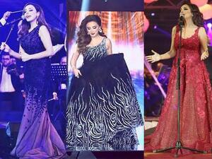 أناقة أنغام بلا منافس.. شاهدوا أجمل فساتينها على المسرح 