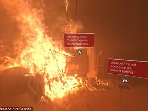 The terrifying 360 degree video shows a gas fire left unattended in a living room, which bursts into flames, and fills the room with black smoke in a matter of seconds. (New Zealand Fire Service)