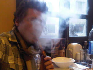 Argileh is a big fancy pipe with water in the bottom to cool down the smoke as it enters through the flavored tobacco at the top and out the long pipe. [hummusff]