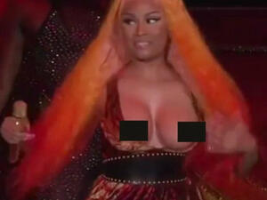 Whoops! Nicki Minaj suffered a major nip slip while performing at Made In America festival in Philadelphia, Pennsylvania on Sunday (Source: Nicki Minaj - Instagram)