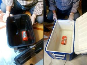 This combination of pictures created on June 17, 2016 shows the flight recorder (L) from the EgyptAir plane, that crashed into the Mediterranean and one of the two black boxes, after it was recovered from the bottom of the Mediterranean. (Media Center of the Egyptian Ministry of Civil Aviation/AFP/File)